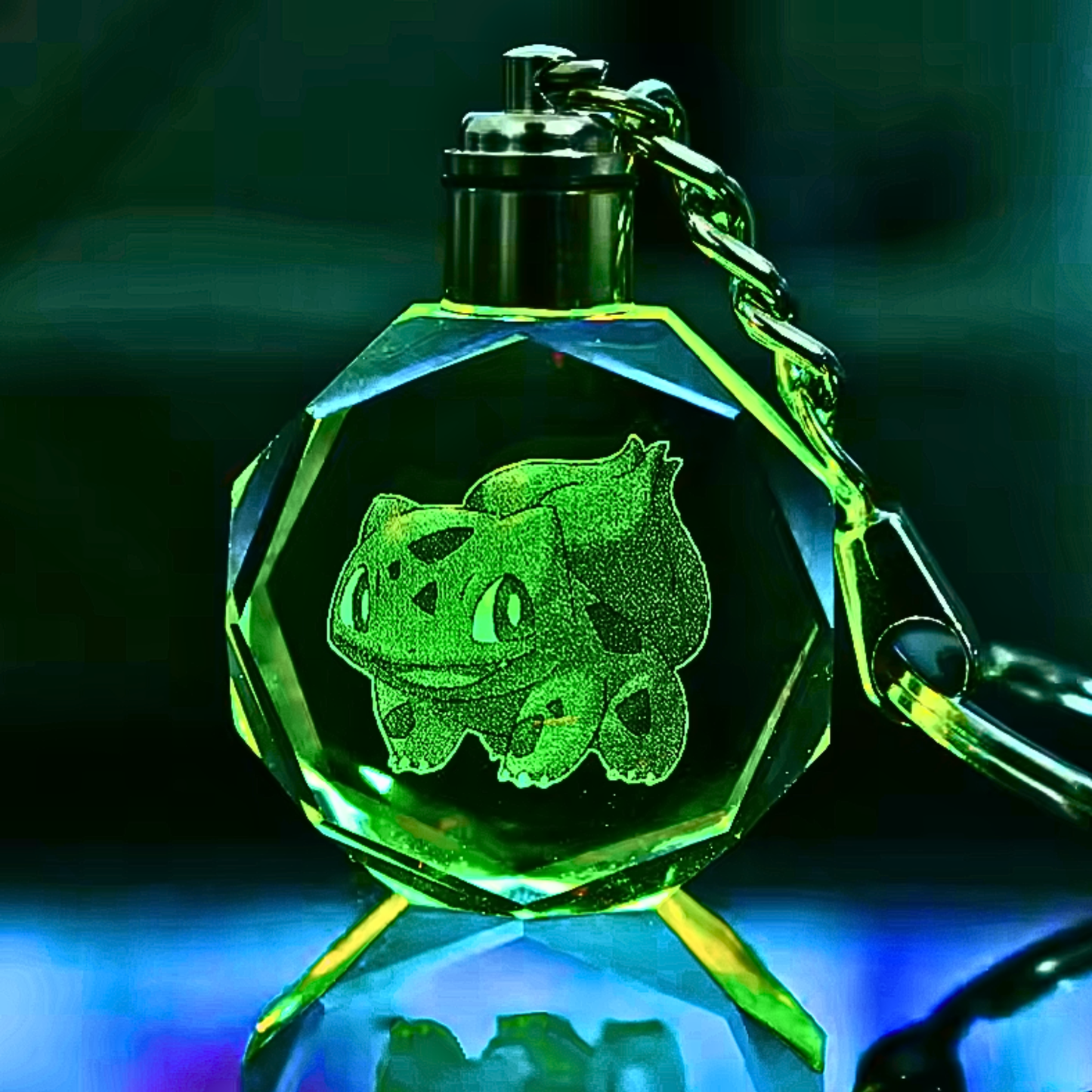 Luxury Cute Crystal LED Keychain Lamp – Multicolor Glass Pendant Night Light for Bags & Keys Pikachu Crystal Lamp Keychain