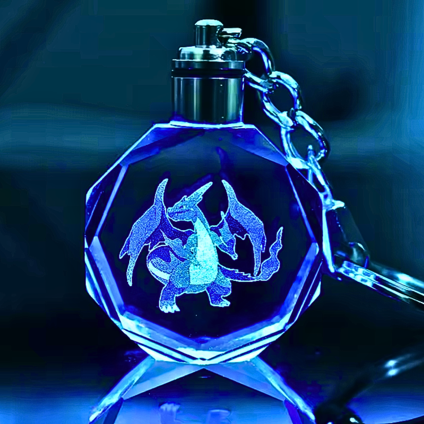 Luxury Cute Crystal LED Keychain Lamp – Multicolor Glass Pendant Night Light for Bags & Keys Pikachu Crystal Lamp Keychain