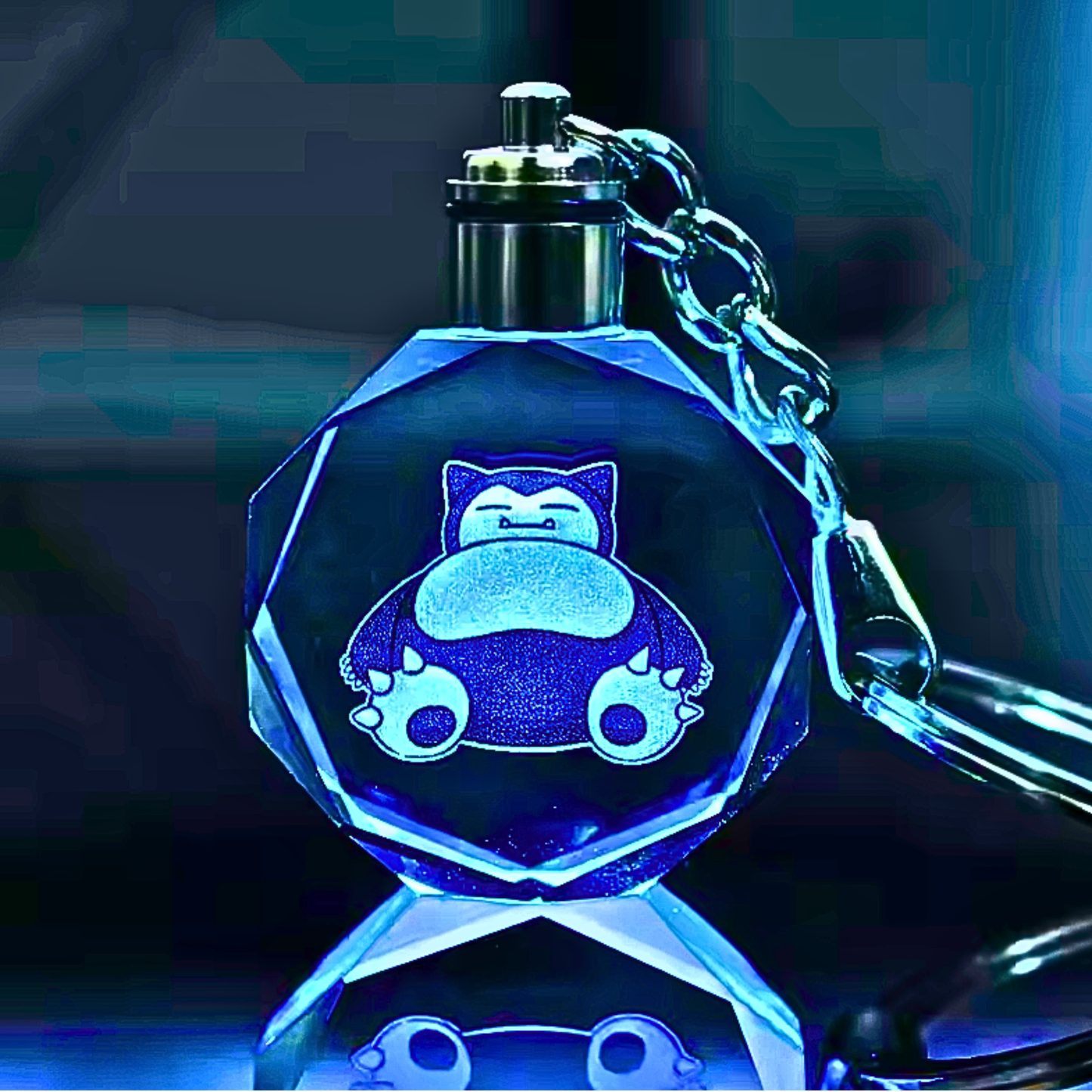 Luxury Cute Crystal LED Keychain Lamp – Multicolor Glass Pendant Night Light for Bags & Keys Pikachu Crystal Lamp Keychain