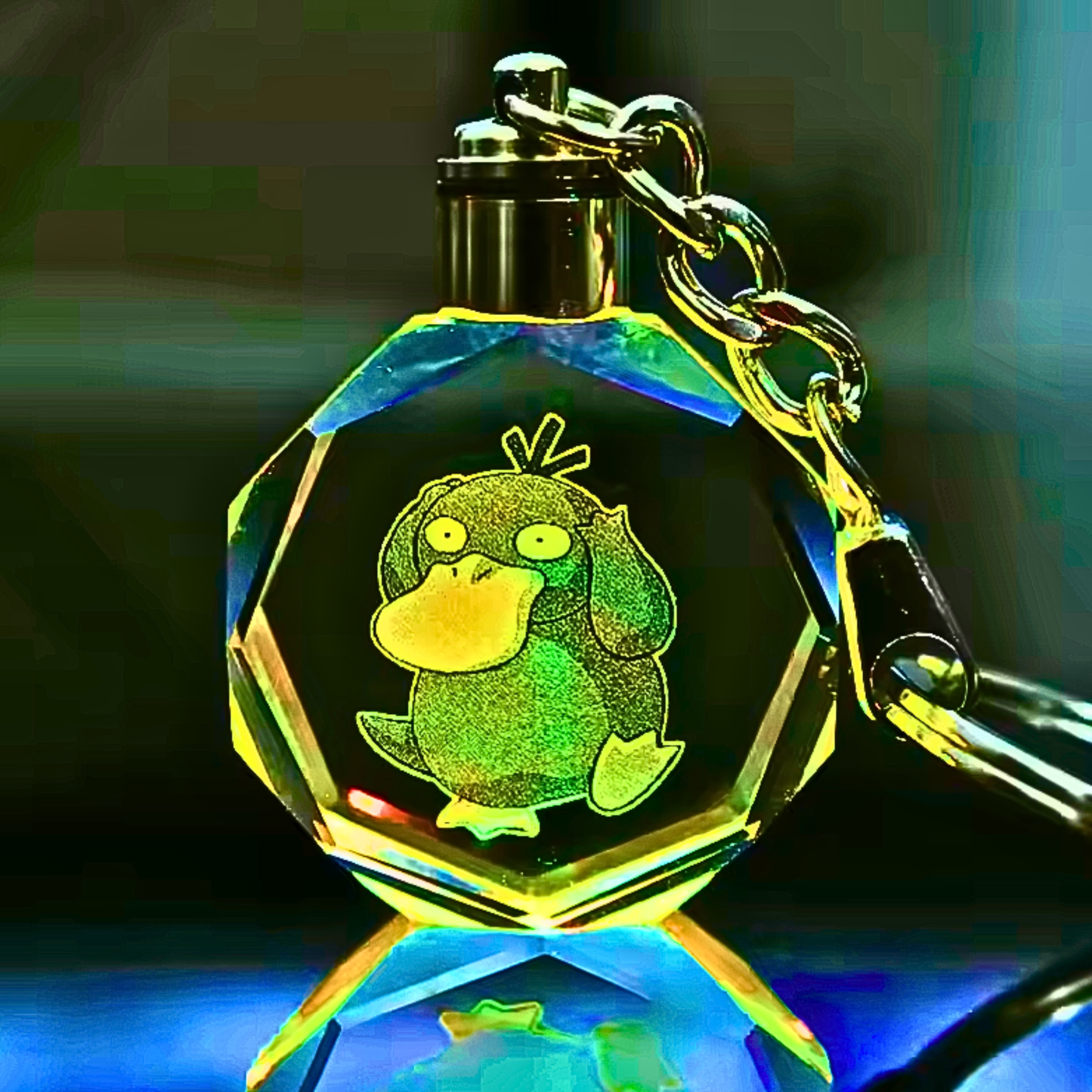 Luxury Cute Crystal LED Keychain Lamp – Multicolor Glass Pendant Night Light for Bags & Keys Pikachu Crystal Lamp Keychain