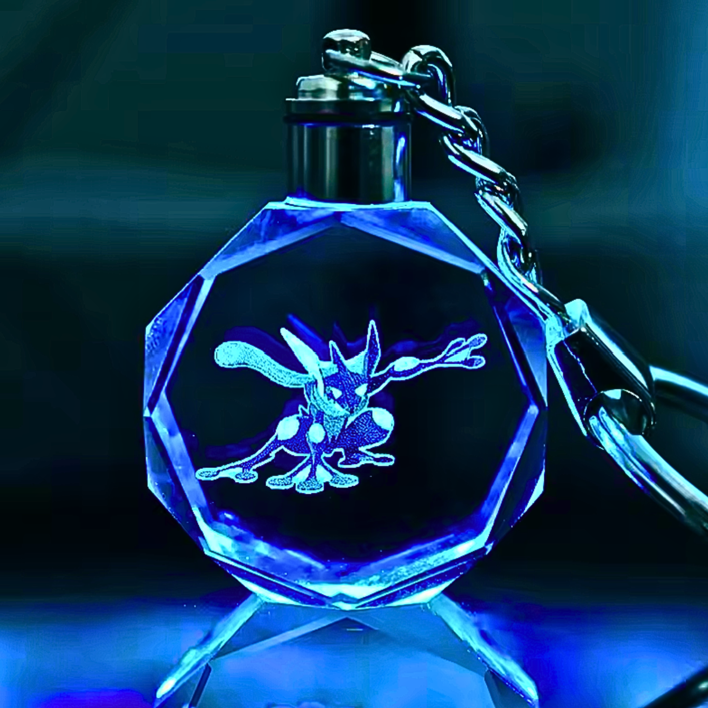 Luxury Cute Crystal LED Keychain Lamp – Multicolor Glass Pendant Night Light for Bags & Keys Pikachu Crystal Lamp Keychain