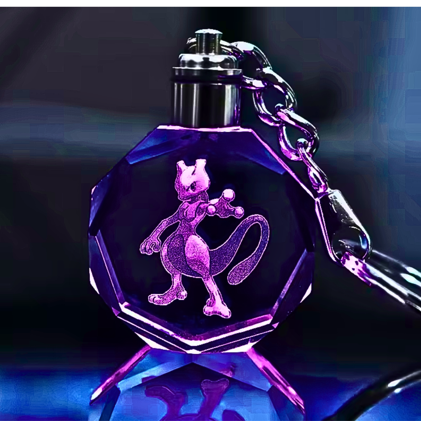 Luxury Cute Crystal LED Keychain Lamp – Multicolor Glass Pendant Night Light for Bags & Keys Pikachu Crystal Lamp Keychain