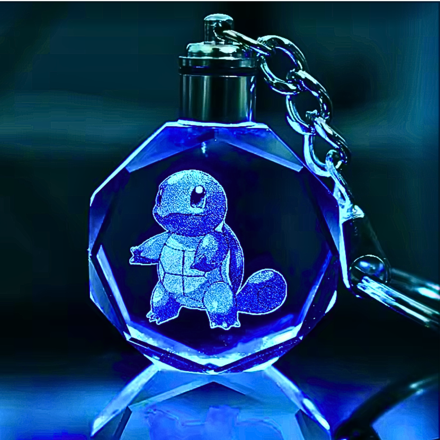 Luxury Cute Crystal LED Keychain Lamp – Multicolor Glass Pendant Night Light for Bags & Keys Pikachu Crystal Lamp Keychain