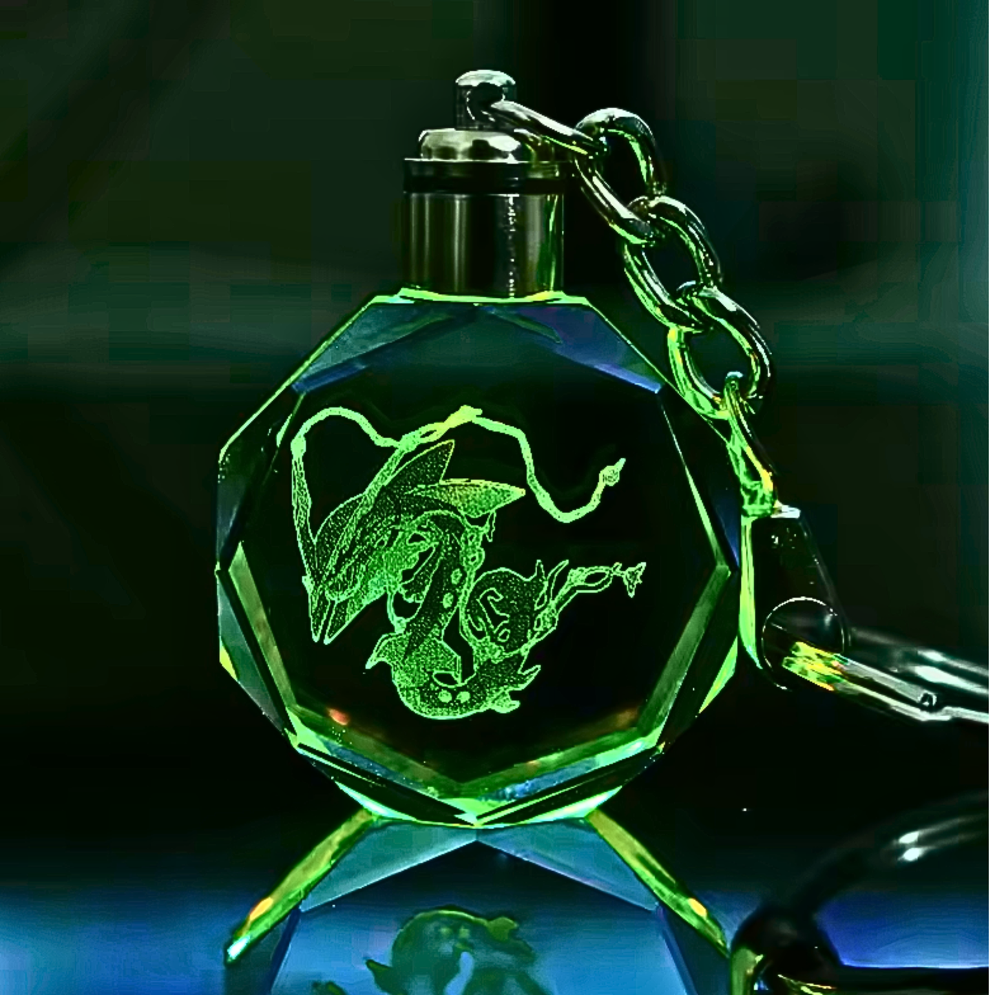 Luxury Cute Crystal LED Keychain Lamp – Multicolor Glass Pendant Night Light for Bags & Keys Pikachu Crystal Lamp Keychain