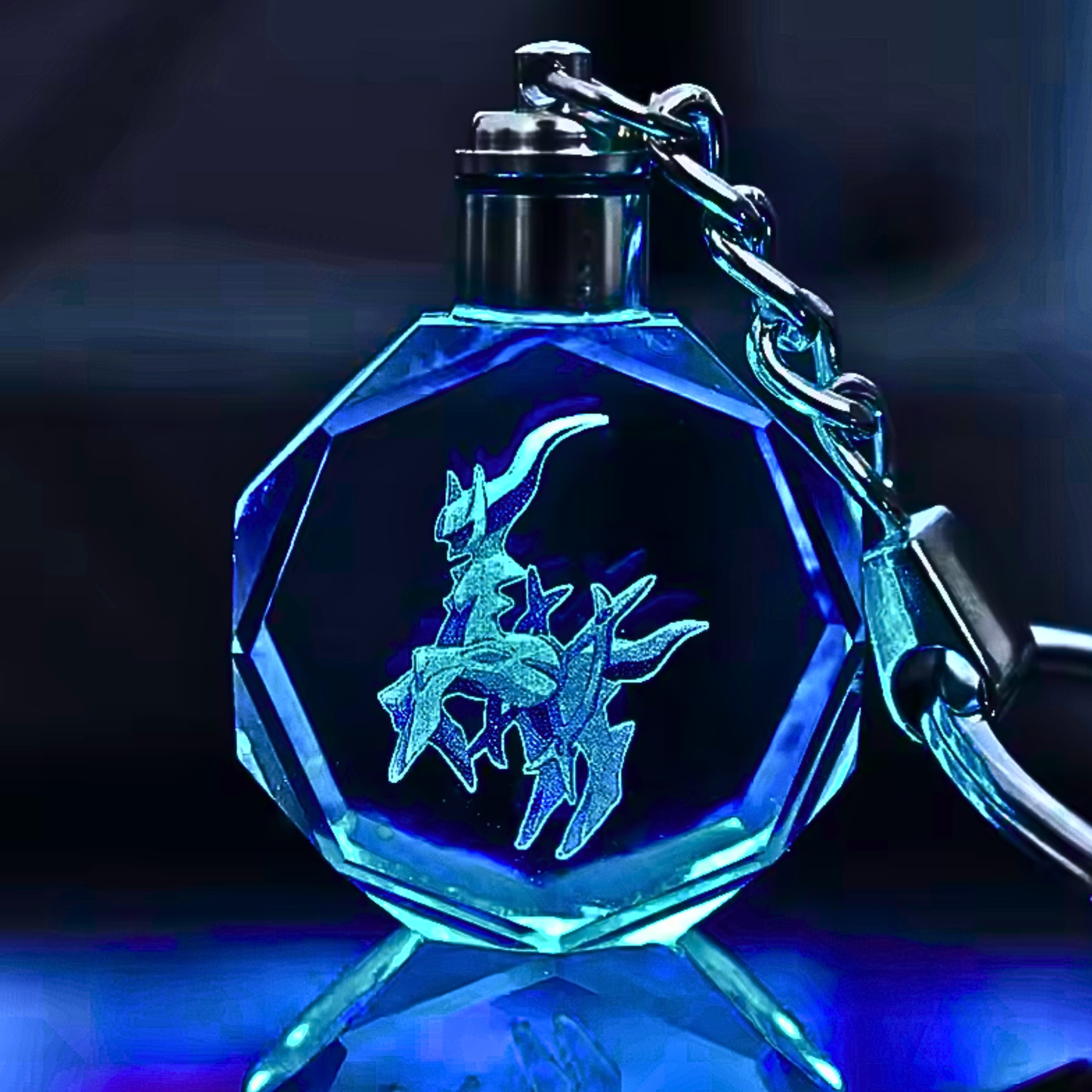 Luxury Cute Crystal LED Keychain Lamp – Multicolor Glass Pendant Night Light for Bags & Keys Pikachu Crystal Lamp Keychain