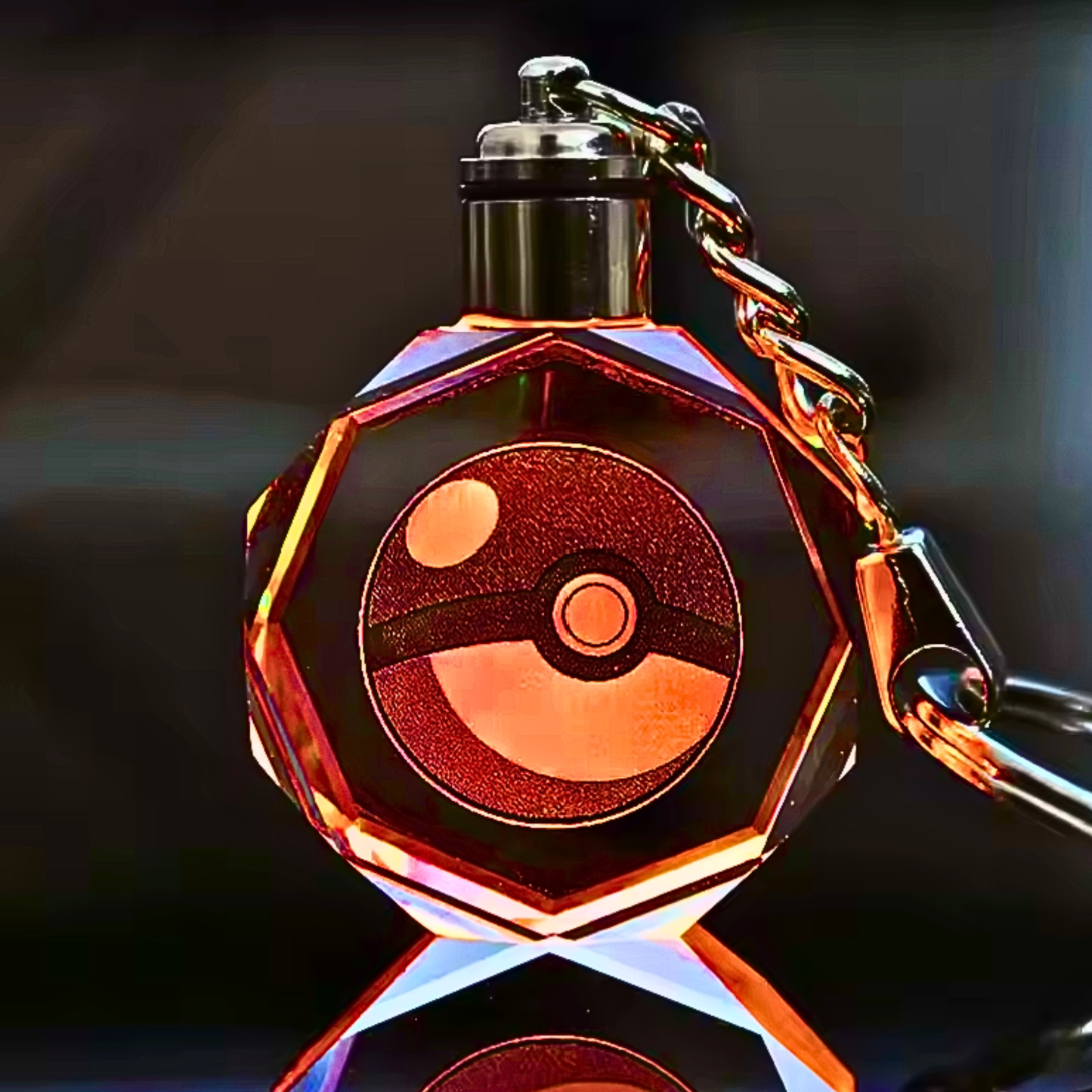 Luxury Cute Crystal LED Keychain Lamp – Multicolor Glass Pendant Night Light for Bags & Keys Pikachu Crystal Lamp Keychain