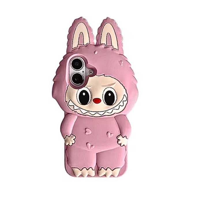 Cute 3D Kawaii Monster Plush Phone Case | Soft Silicone Shockproof Cartoon Doll Cover for iPhone 16 Pro Max, 15, 14, 13, 12, 11, XR, XS, 7, 8 Plus