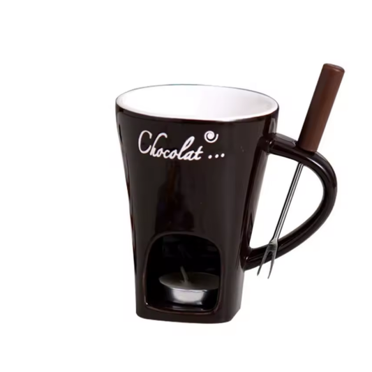 ceramic chocolate fondue mug set cheese fondue mug with fork no candle