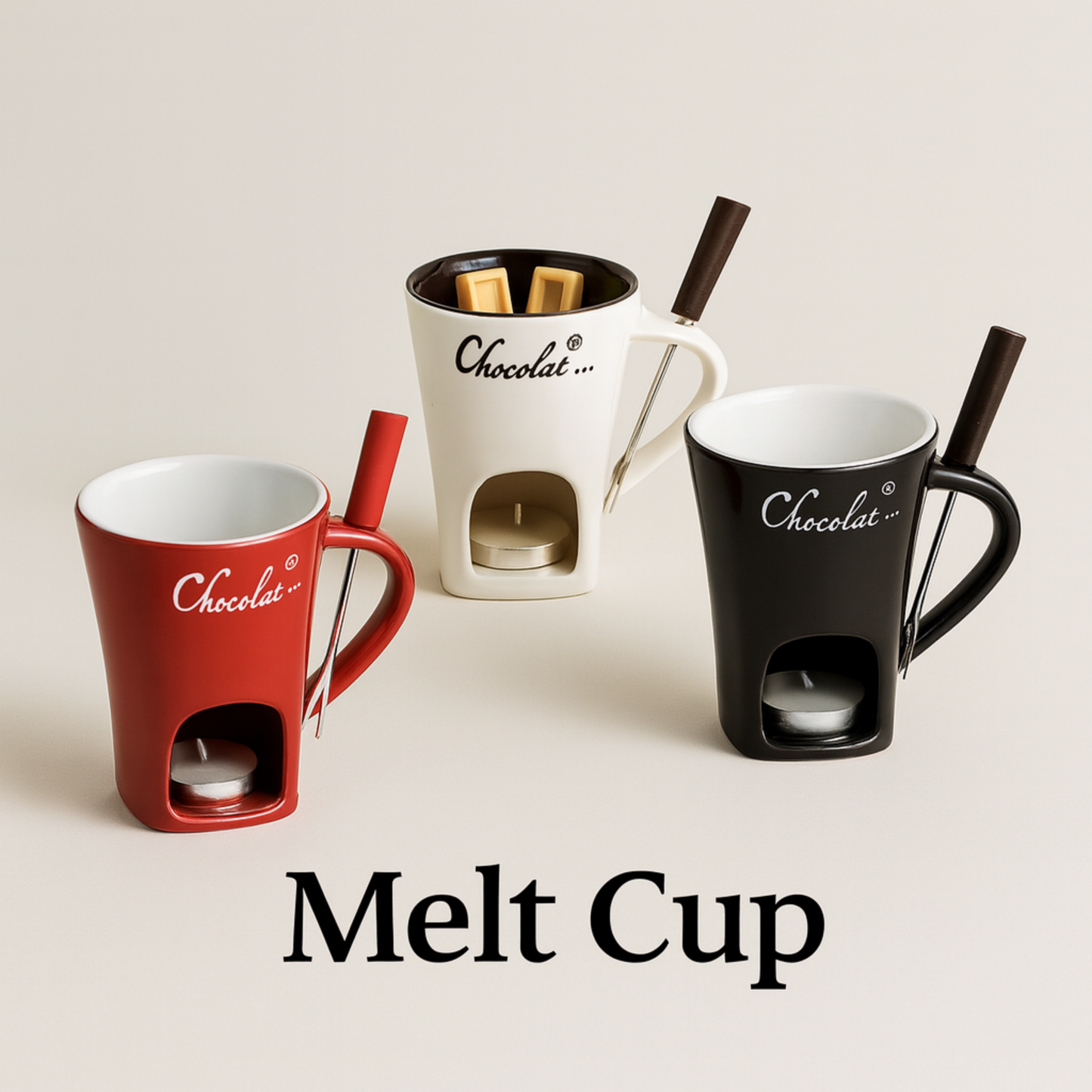 ceramic chocolate fondue mug set cheese fondue mug with fork no candle