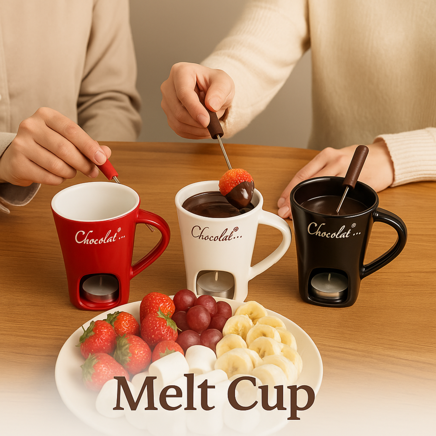 ceramic chocolate fondue mug set cheese fondue mug with fork no candle