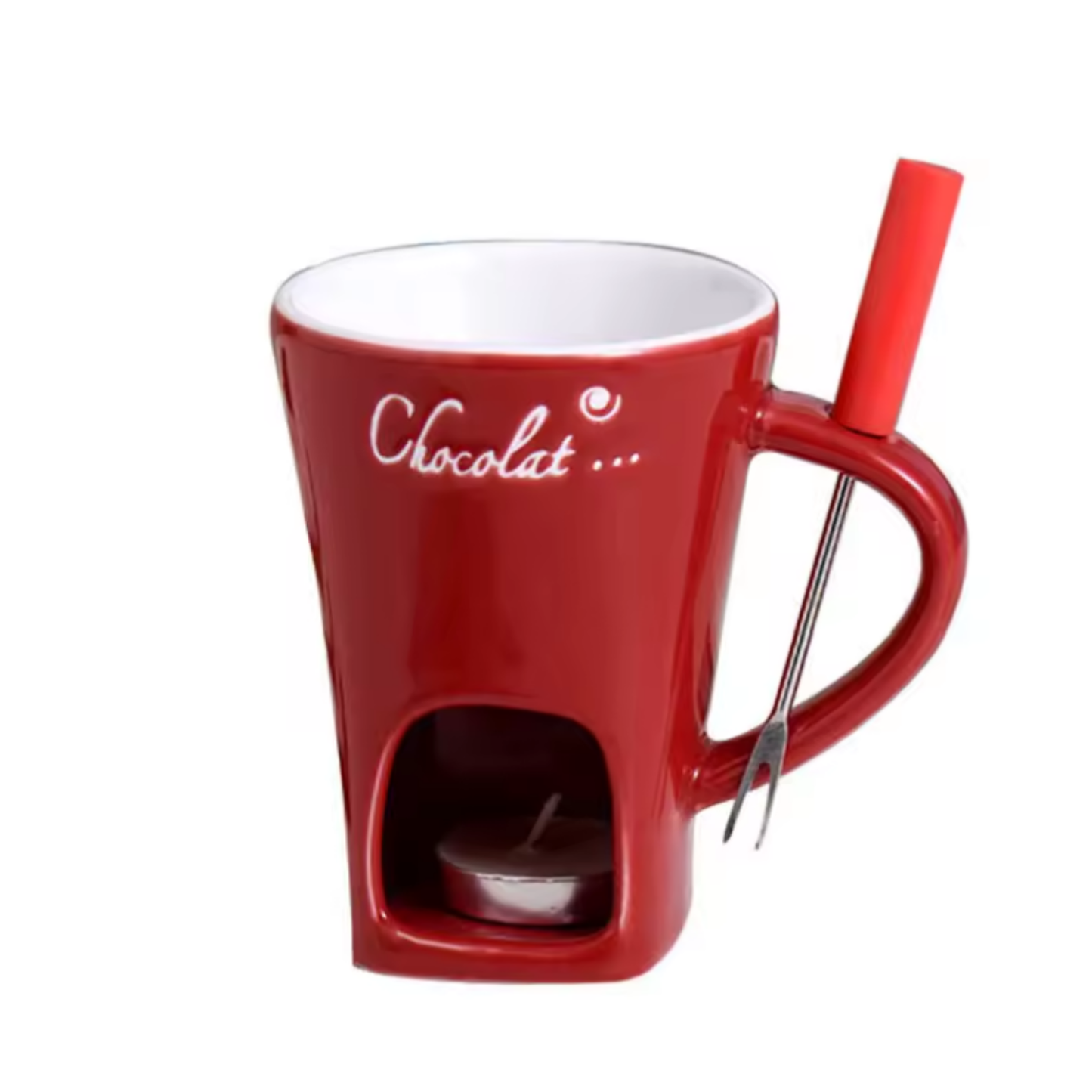 ceramic chocolate fondue mug set cheese fondue mug with fork no candle
